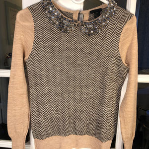 J. Crew Collection Jeweled Collar Sweater